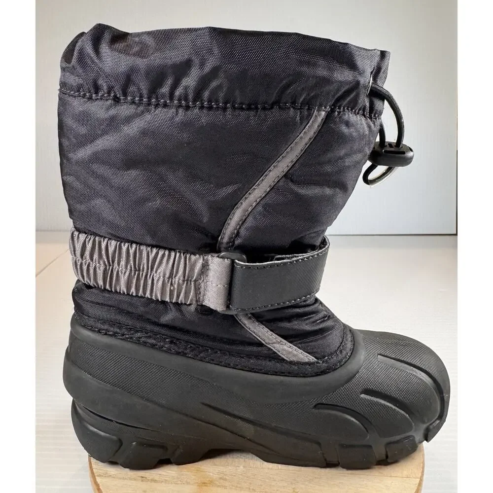 Sorel Cub Kids Size 12 Black Waterproof Insulated Snow Boots Drawstring